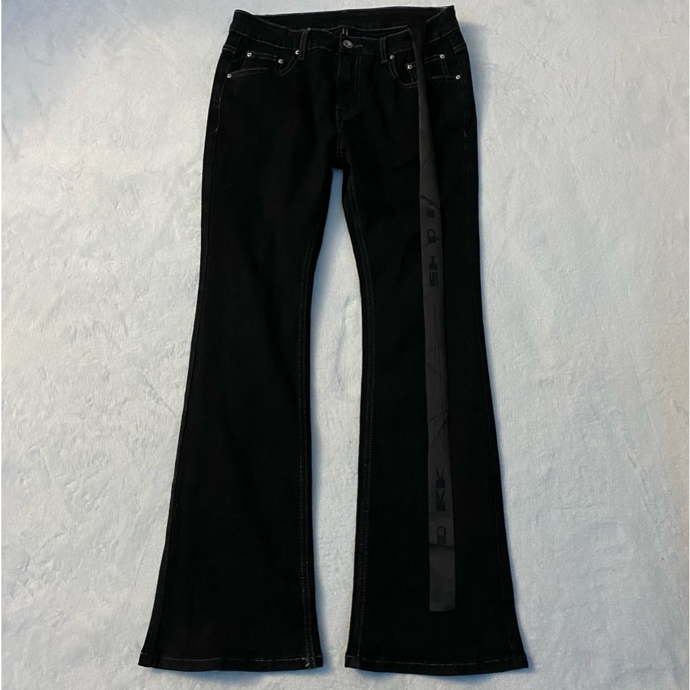 Rick Owens style flared bootcut jeans